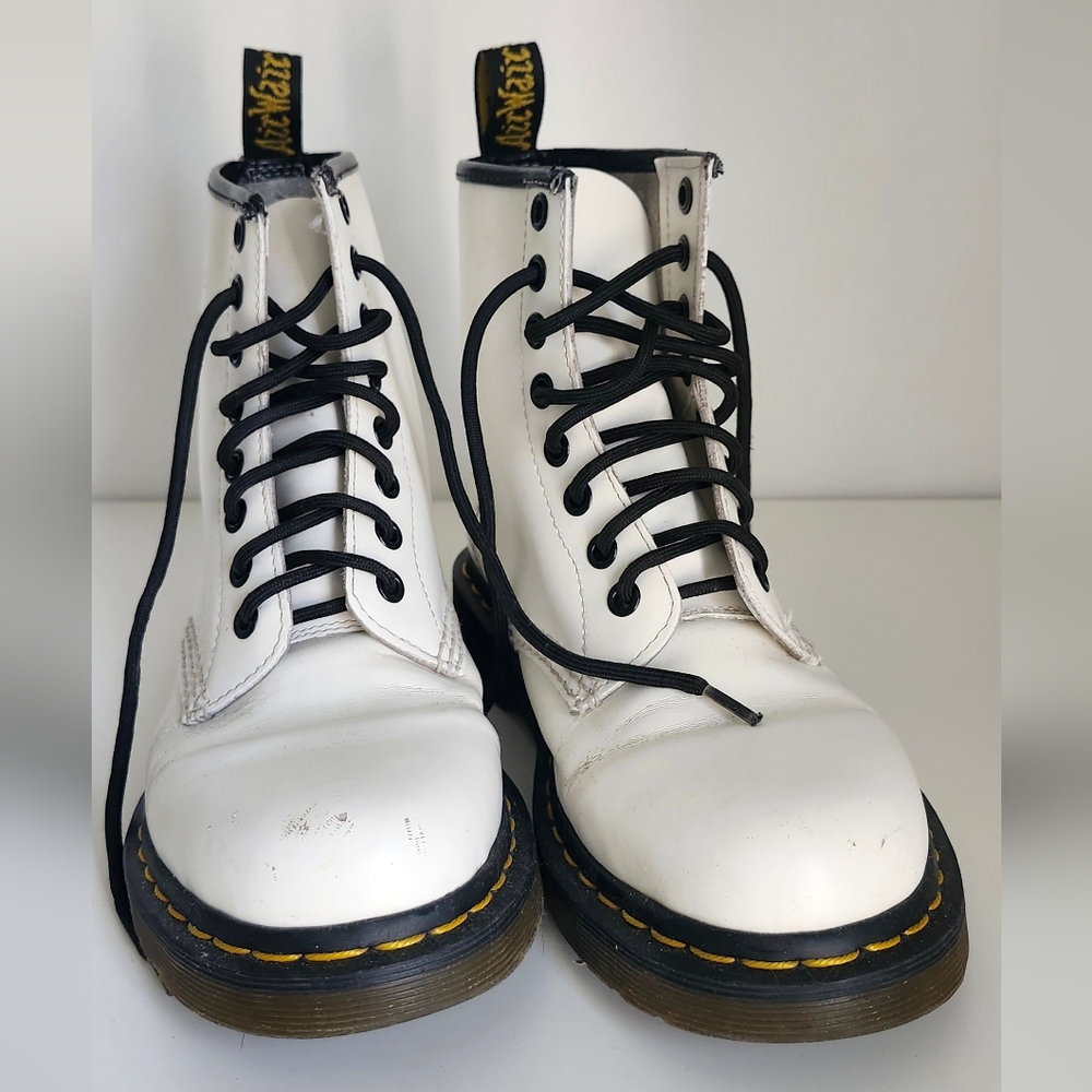 Dr. Martens White Leather Boots
